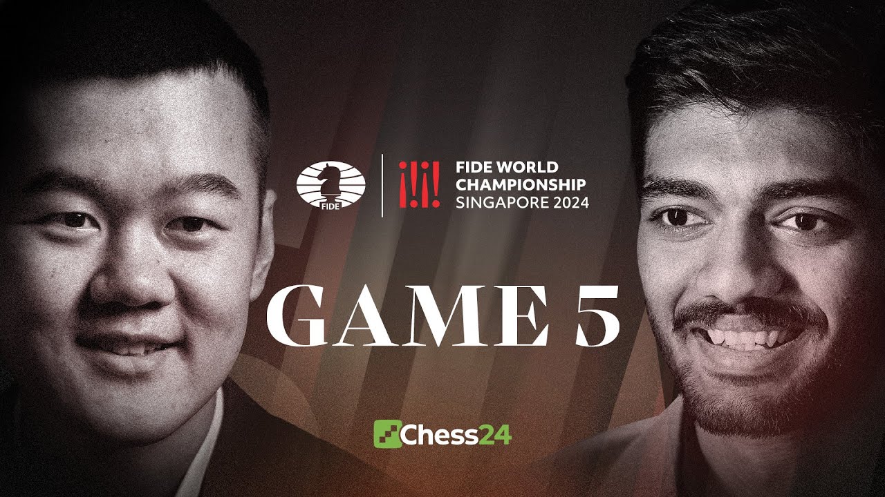 Gukesh and Ding in intense concentration during Game 5 of the 2024 World Chess Championship.