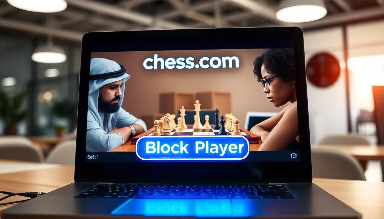 Chess player blocking an opponent online on Chess.com interface